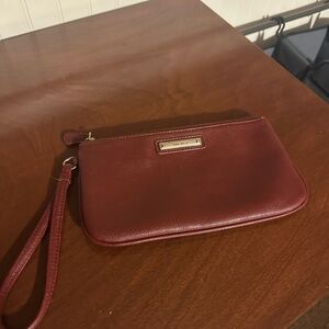 Nine West Burgundy Leather Wristlet